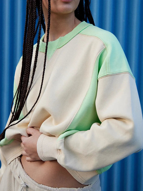 'Nocturne' Cropped Colour Block Sweatshirt - Celes Fashion